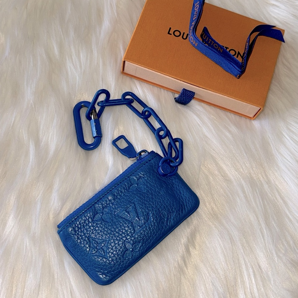 LOUIS VUITTON Monogram Pochette Cles Coin Purs Leather Blue